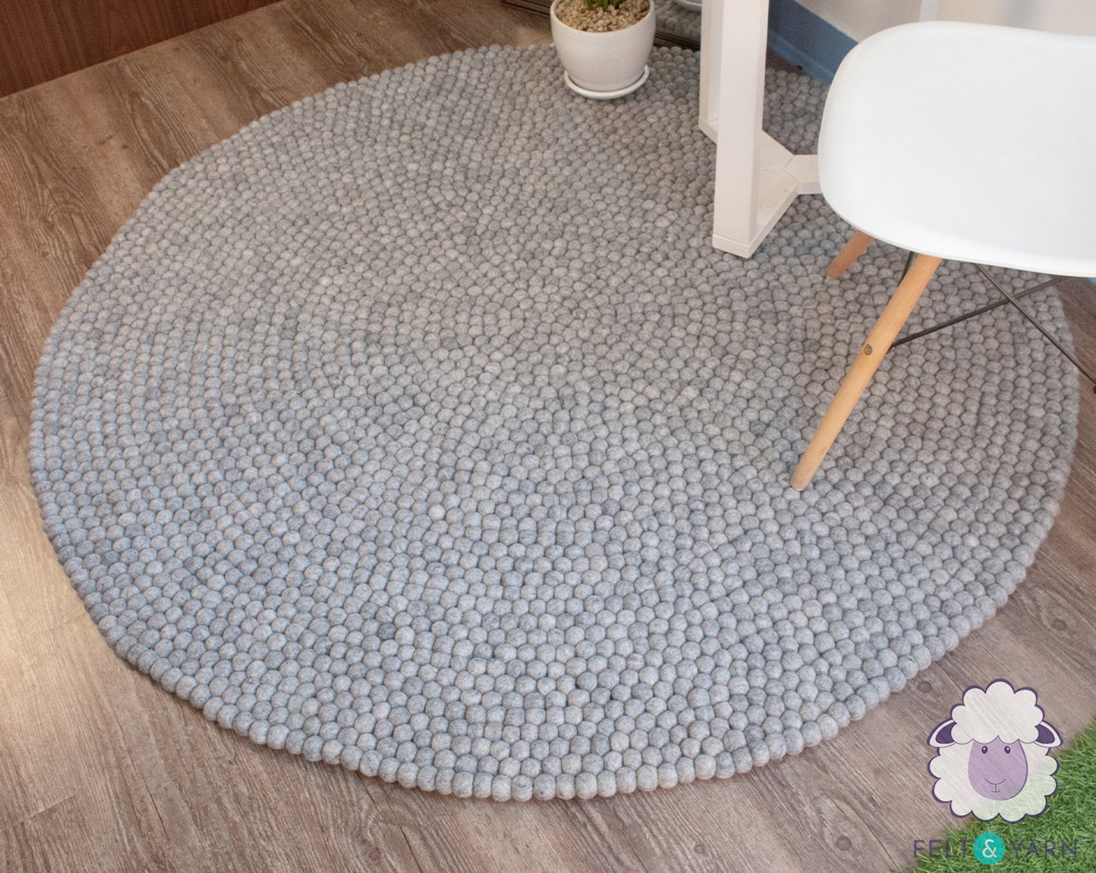 Round Felt Rug | Wool Circle Rug | Felt Ball Rug | Felt Carpet | Circle ...