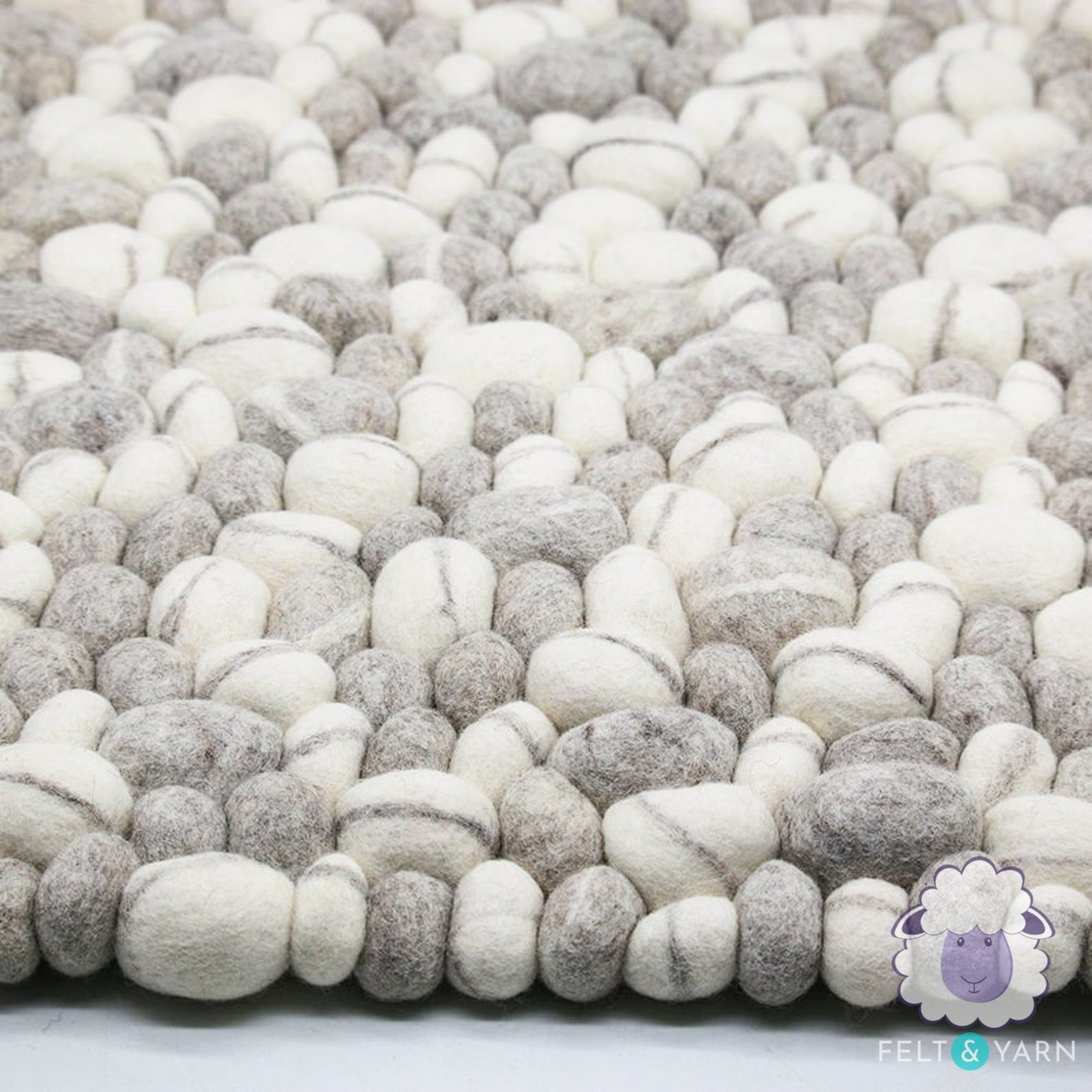 Stone Rug Wool Felt Rectangular Living Room Pebble Rug Etsy