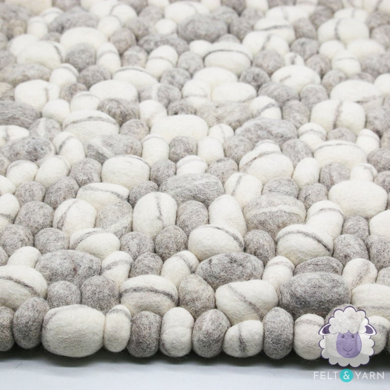 Stone Rug Wool Felt Rectangular Living Room Pebble Rug Etsy