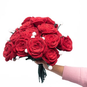 Handgefertigte Filzrosen mit Gypsy | Erstellen Sie Ihren Blumenstrauß | Filz Blumen für Home Decor | Valentinstag Rose Filzblumen | Geschenke für Sie