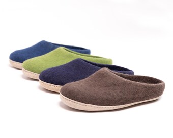 KUUMA - Pantoufles feutrées écologiques pour hommes - Tons inspirés de la nature | Pantoufles douillettes en feutre | Cadeaux pour lui | Chaussons chauds faits main en laine