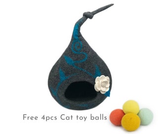 Handmade Wool Cat Cave Bed | Eco-Friendly 50cm Cat Cocoon