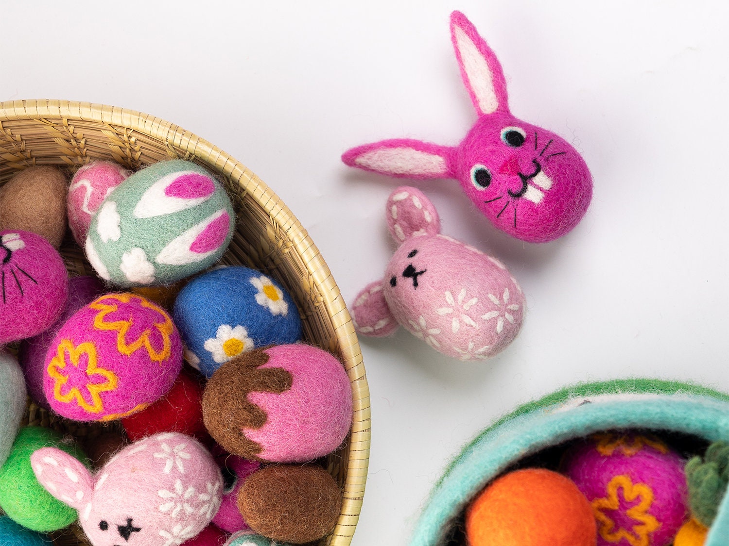 Pink Felt Easter Bunny Head for Easter Decoration | Wool Easter Bunnies ...