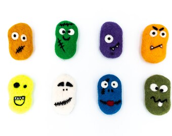 6 x 4 cm di graziosi ornamenti in feltro a forma di mostro per decorazioni di Halloween / Ghirlande di mostri in feltro / Forme in feltro / Ritagli di mostri in feltro