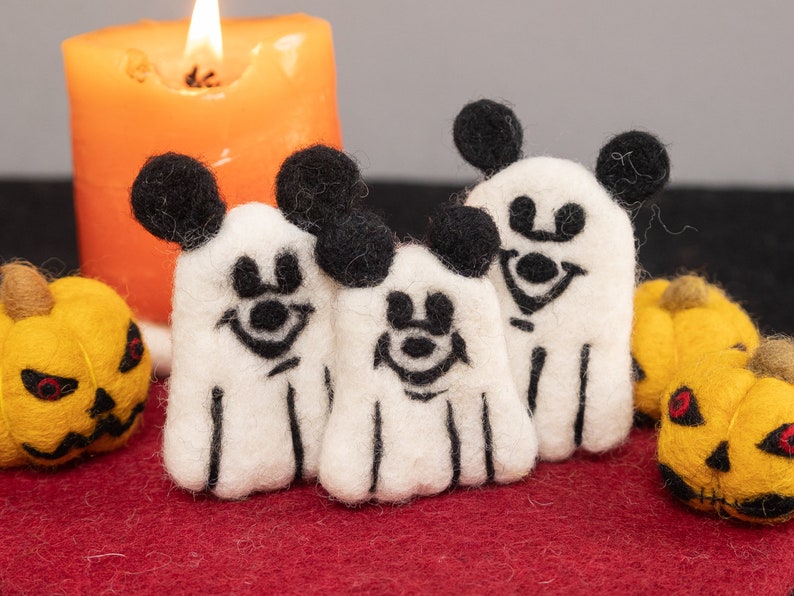 20pcs 7cm Halloween Mouse Ghost Halloween Decorations Halloween Craft Supplies Fair Trade 100% Wool and Handmade image 3