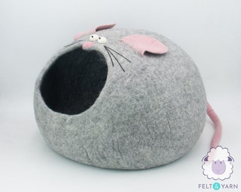 45cm Wool Felt Cat Bed | Felted Cat Bed | Felt Cat House | Pet House and Bed | Kitty Bed | Fair Trade | 100% Wool and Handmade|