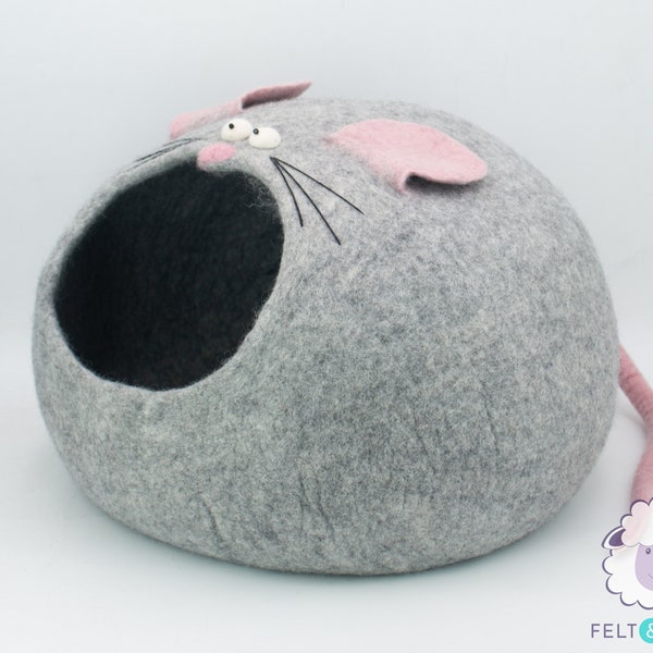 45cm Wool Felt Cat Bed | Felted Cat Bed | Felt Cat House | Pet House and Bed | Kitty Bed | Fair Trade | 100% Wool and Handmade|