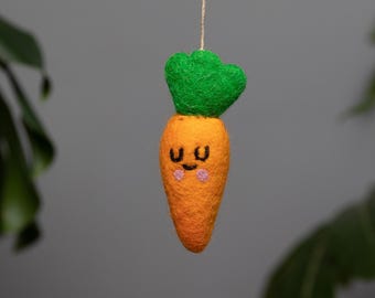 Wool Felt Carrots for Easter Decorations | Felt Carrot Garland | Felt Vegetables | Pretend Play Foods | Easter Basket Filler