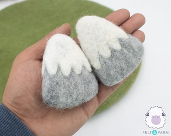 15 Pcs of 6x7cm Wool Felt Snowcap Mountain Hand Felted Snowy Mountain For DIY Garland and Craft Supply Fair Trade & Wool