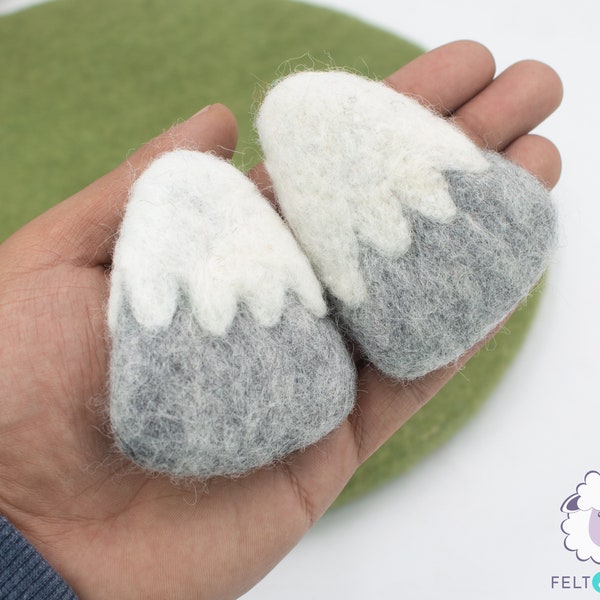 15 Pcs of 6x7cm Wool Felt Snowcap Mountain Hand Felted Snowy Mountain For DIY Garland and Craft Supply Fair Trade & Wool