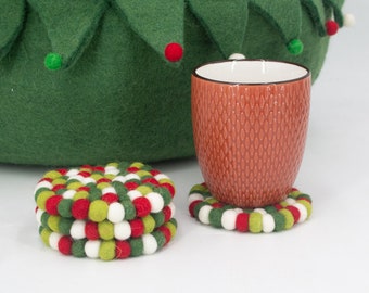 10cm Handcrafted Christmas Felt Ball Coaster | Christmas Decorations | Kitchen Decor | Free Shipping