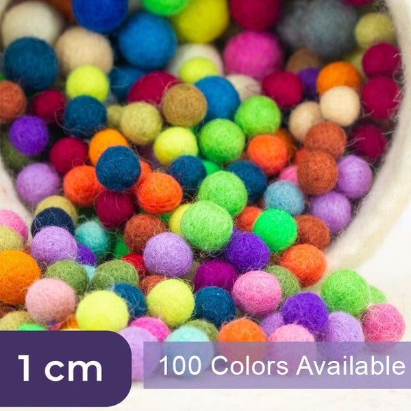 Großpackung 500 Stück 1cm Wollfilz Pom Pom Bälle Hand gefilzt Bunt Filz Pom-Poms Großhandel Filz Pom-Poms für Home Decor & DIY Craft Project