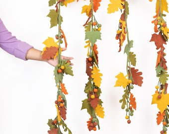 6ft Fall Maple Leaves Garland | Felt Leaf Garland | Mantle Home Decor | Ethically Handmade | FREE SHIPPING