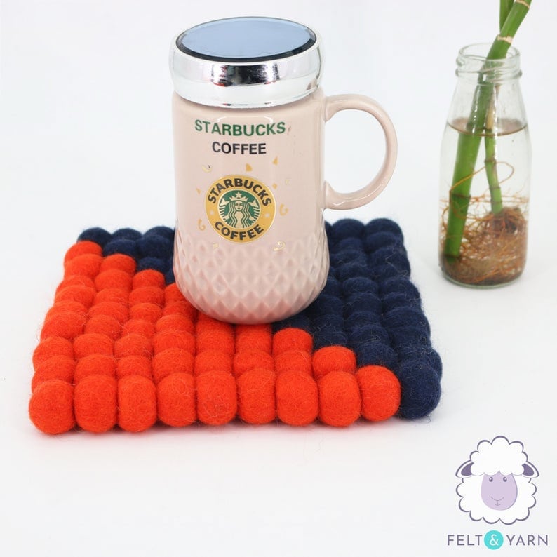feltnyarn Felt Pom Pom Trivet - Thumbnail 4