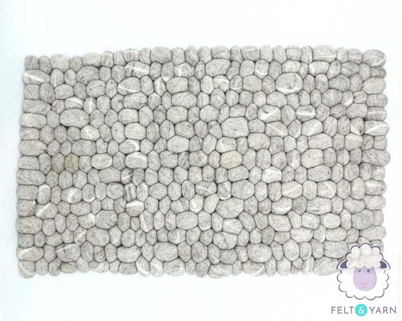 Fair Trade Living Room Rectangular Rugs 40 x 60cm Wool Felt Pebble Rug 100/% Wool and Handmade FREE SHIPPING Felt Stone Rugs