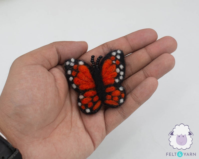 20 Pcs of Wool Felt Orange Butterfly Hand Felted 5cm Monarch For DIY Garland and Decor Craft Supplies: Fair Trade and Ethically Handmade image 4