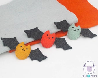 7.5cm Wool Felt Bat Plush Halloween Ornament | Spooky Halloween Bat Garland | Handmade Kawaii Halloween Bat Toy