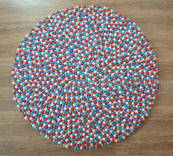 teppich kinder rund, leuchtend rot filz kugel teppich kinderzimmer teppich kinder | etsy, Design ideen