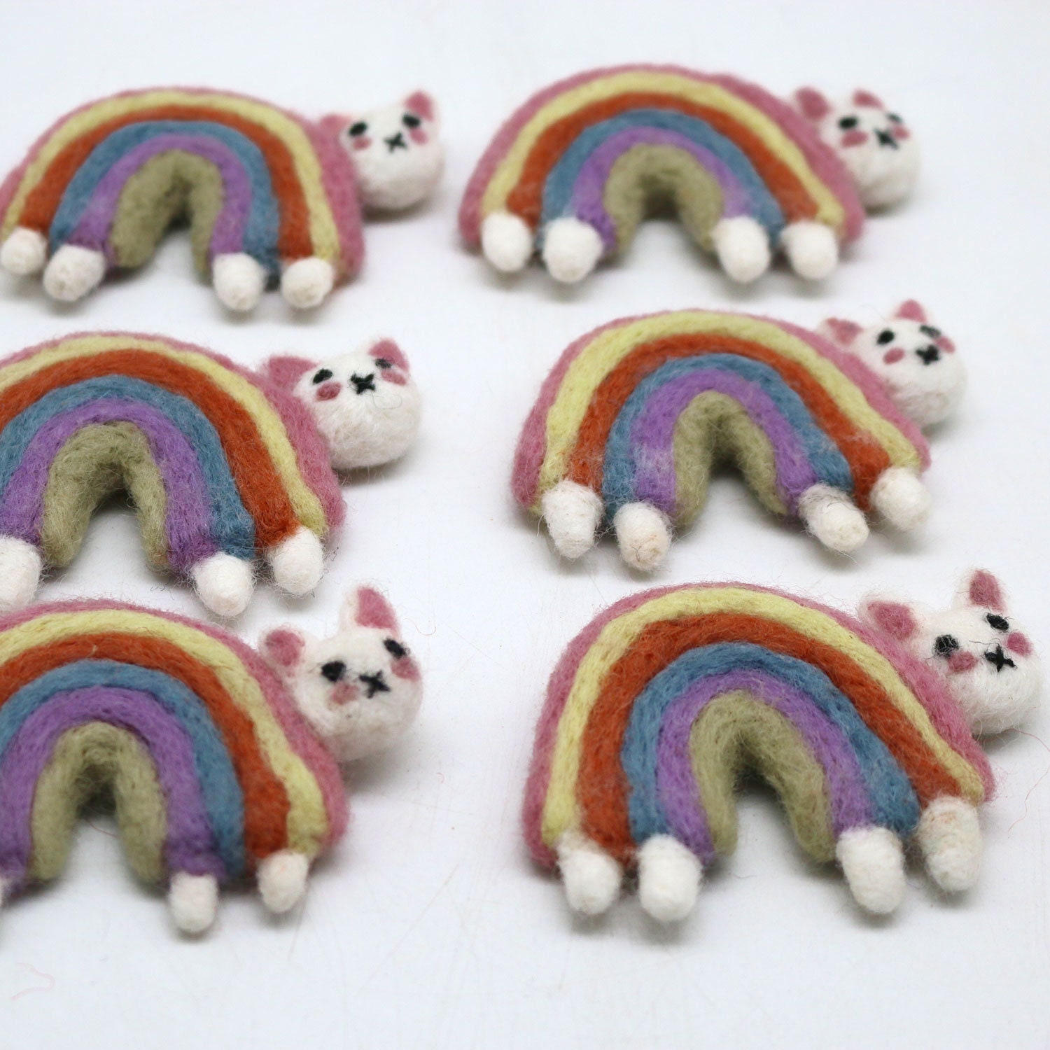 20 Pieces 7cm Wool Felt Rainbow Pink Kitty Felt Rainbows Etsy