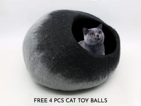 50cm Large Wool Felt Gradient Cat Bed House Wool Handmade Cat Cave Cocoon Etsy UK