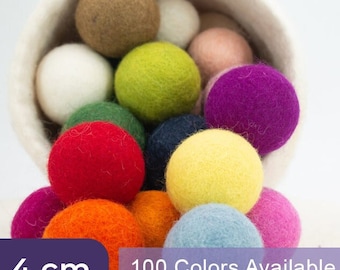 Pompones de fieltro de 4 cm, paquete de 40 unidades, multicolor, hechos a mano. Ideales para guirnaldas de decoración del hogar y proyectos de bricolaje.