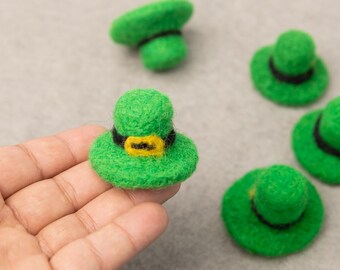 20 Pieces | 5cm Felt Leprechaun Hat | Green Hat | St. Patrick&#39;s Day | Felt Craft Decor | Fair Trade | 100% Handmade and Wool | FREE SHIPPING