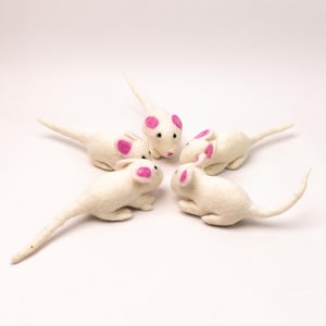 Wool Felt Mouse Ornament | Wool Felt White Mouse | Interactive Felt Cat Toys | Cat Teaser Toys | Eco-Friendly Cat Toys