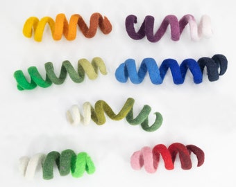 10 Pcs Wool Felt Fetch Cat Toy with Multi Shade Gradient Spiral Play: Fair Trade and Ethically Handmade