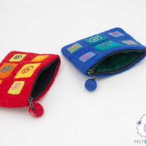 Bolso de fieltro para mujer con diseño de remolino de 16x12 cm: comercio justo y hecho a mano éticamente