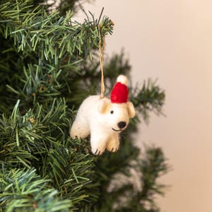 Wollfilz Bär Ornament mit roter Weihnachtsmütze | Hängende Ornamente für Weihnachtsbaum |  Weihnachtsdekoration