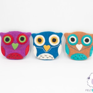 Bolso de fieltro para mujer con cara de búho de 16x16 cm: comercio justo y hecho a mano éticamente