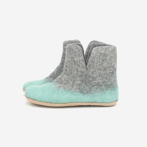 Mint Gray Woolen Full Boots for Cozy Winter Footwear |  Handmade | Free Shipping