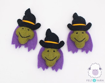 15 Pcs Wool Felted Spooky Halloween Witch Head For Halloween Room Decor: Certified Fair Trade & Handmade