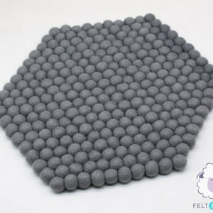 Wool Felt Grey Hexagonal Felted Ball Seat Pad, Chair Cushion For Car Seat and Sofa Decor