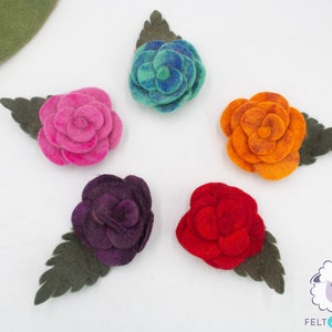 Wool Felt Flower Brooches | Handmade Flower Brooch Pin | Custom Color Flower Brooches | Unique Felted Photo Props