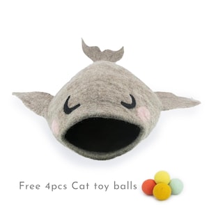 75cm Wool Felt Whale Cat Cave | Premium Cat Bed | Kitty Bed | Cat Cave | Cat Bed | Fair Trade | 100% Wool and Handmade  | FREE SHIPPING