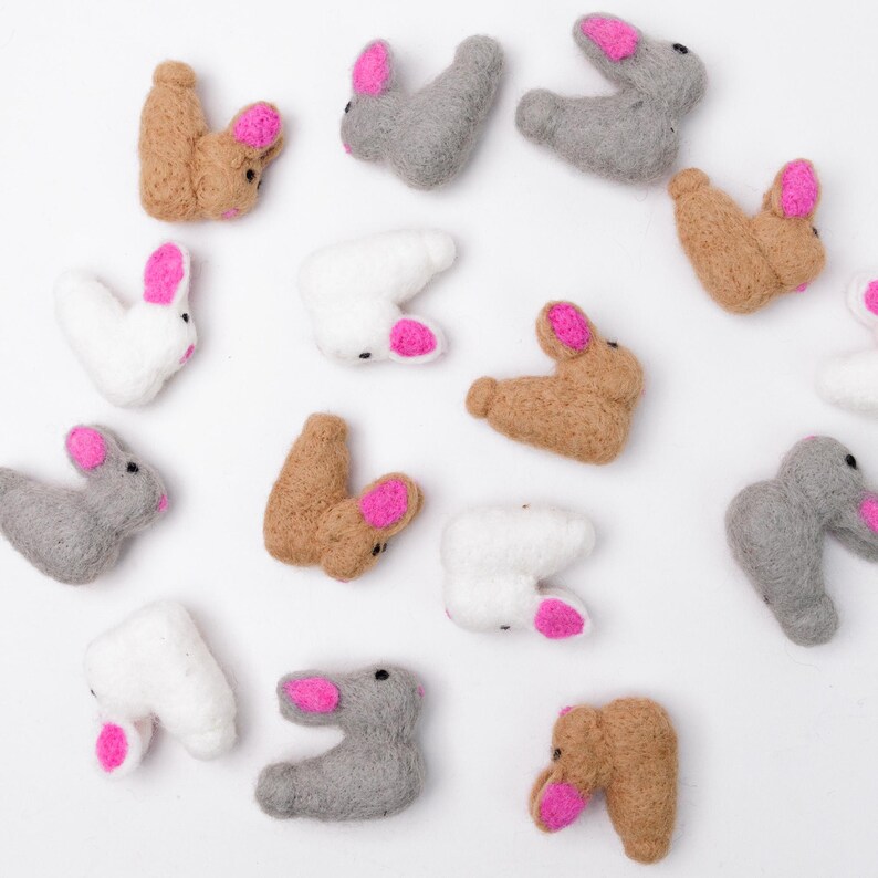 15 Pieces | 6cm Wool Felt Bunny | Mini Rabbit Bunny | Felt Craft ...