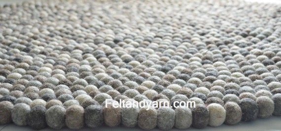 Naturliche Farben Filz Alle Teppich Filz Kugel Teppich Natur Etsy