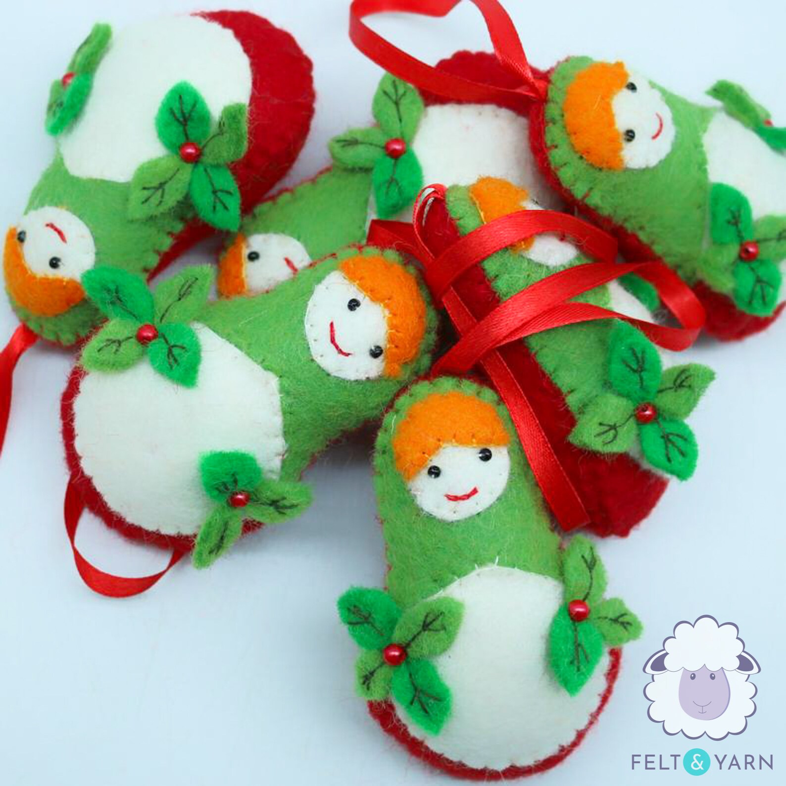 20 Pieces 11cm Felt Matryoshka Doll Red Felted Russian Etsy