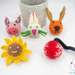Set of 5 Engaging Dog Toy, Pet Safe and Handmade of 100% Wool : Fair Trade
