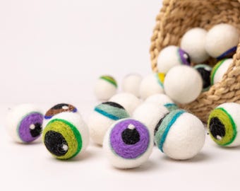 10 Pcs Wool Felt Eyeballs | Creepy Halloween Eyes Felted Shape Crafts for Kids: READY TO SHIP