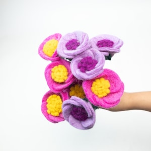 30cm Handmade Felt Anemone Flower Bulk Wholesale | Wool Felt Flower Bouquet | DIY Gifts for Her | Custom Color Flower Arrangement