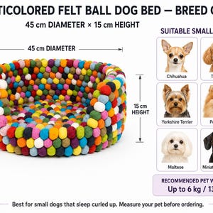 Multicolor Wool Felt Ball Dog Bed | Handmade, Fair Trade image 8