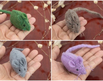 10pcs Handmade Stitched Felt Mouse Collection | Interactive Cat Toy | Catnip Mouse Toys | Handmade Cat Toys | Felt Pet Toys | Cat Fetch Toy