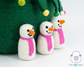 8cm Felt Snowman | Handmade Micro Mini Snowman Doll | Felt Christmas Tree Ornaments: READY TO SHIP