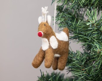 12cm Handcrafted Felt Christmas Rudolph | Hanging Ornaments | Christmas Tree Decor | Free Shipping