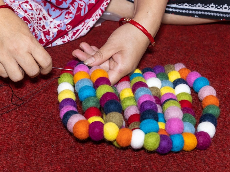 Pink Grey and White Wool Felt Ball Rug Carpet Room Decor Round Etsy