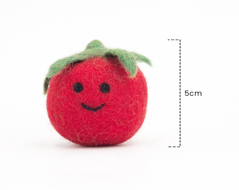 Handcrafted Wool Felt Smiley Tomato 5cm Fair Traded / Free Shipping image 2