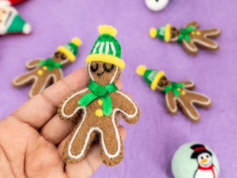 50 pcs Christmas gingerbread man Felt gingerbread man ornament Cute Christmas gifts image 1