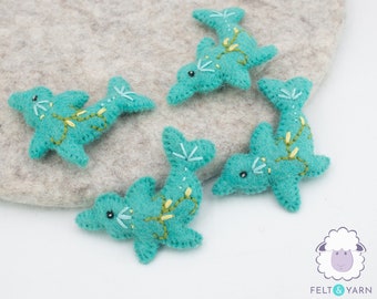 10 Pcs of Wool Felt Mini Blue Fish Hand Felted Turquoise Ocean Animal Educational Toys For Decor DIY: Fair Trade and Handmade